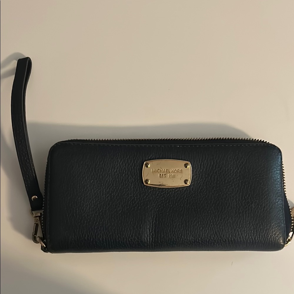 Michael Kors Black Wristlet with Gold Accents